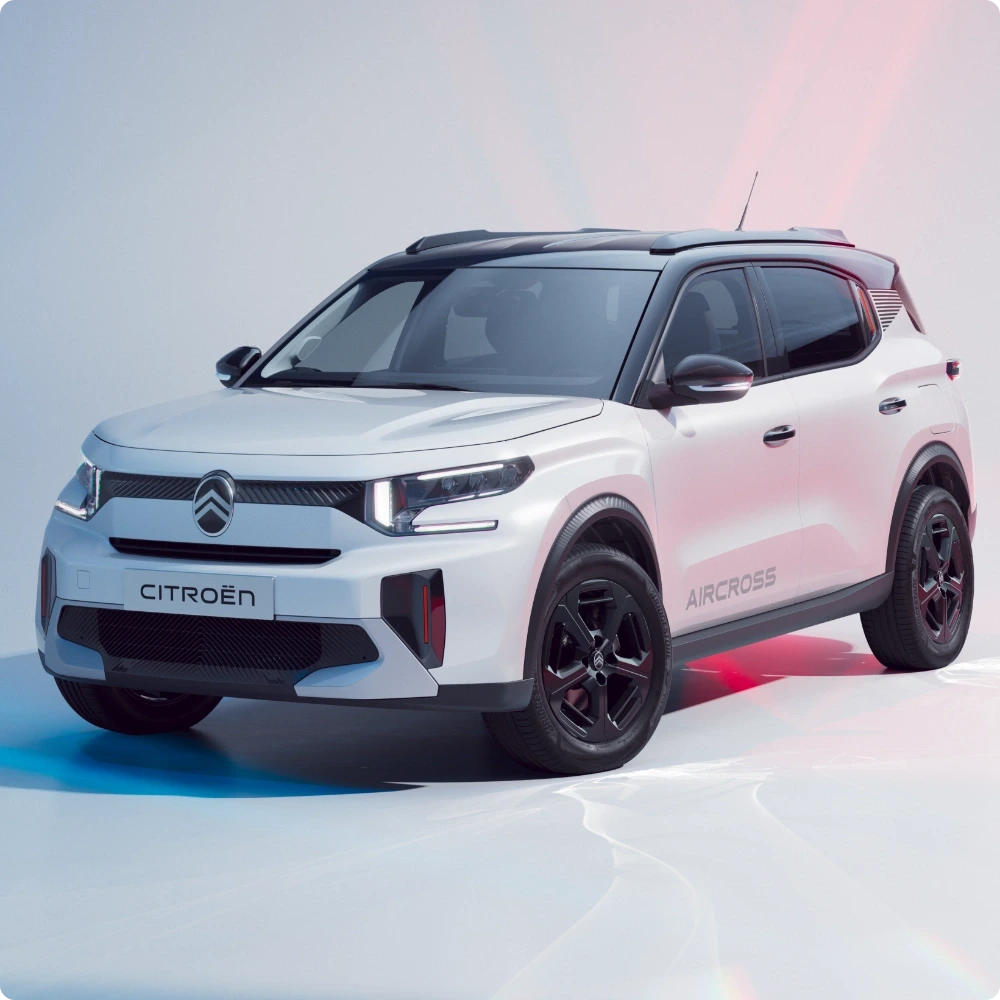 Vista posteriore di tre quarti di Citroën ë-C3 Aircross che mette in evidenza easy electric guida per una mobilità pratica, efficientee e accessibile.