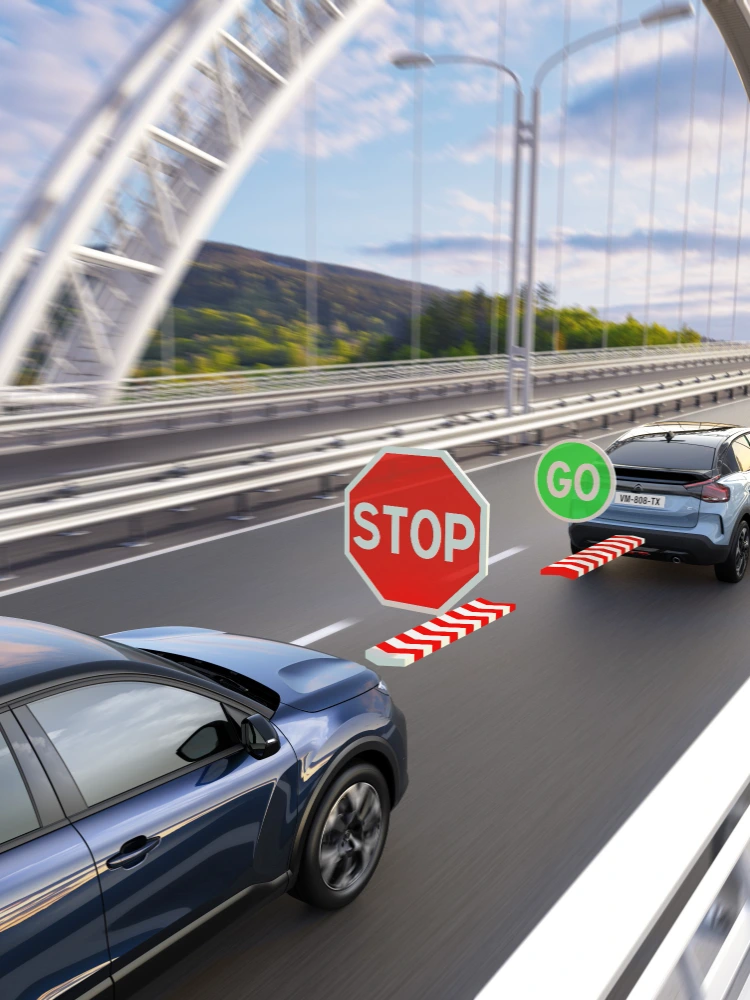 Citroën ë-C4 X con Adaptive Cruise Control Stop & Go che reagisce al traffico in coda